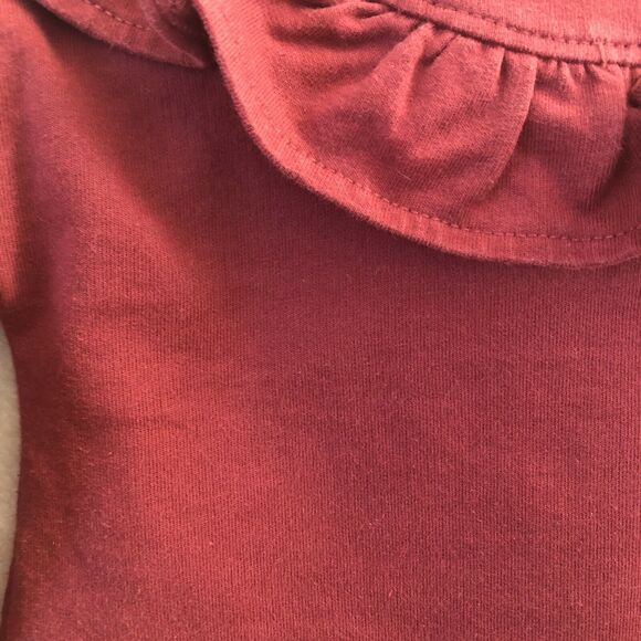 Carter’s Girl's Ruffle Front Pullover Sweatshirt, Burgundy Red, 18 Months - Picture 4 of 5